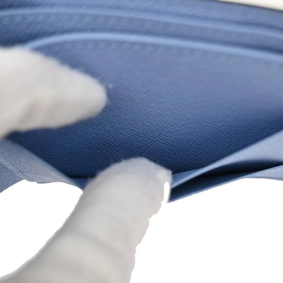 LOUIS VUITTON Multiple Taigarama Monogram Leather Bifold Wallet Skyblue - Picture 9 of 11